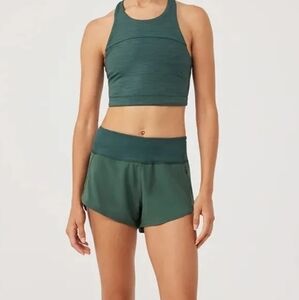 Outdoor Voices Evergreen Hudson Athletic Sports Bra/Crop Top and Shorts Set